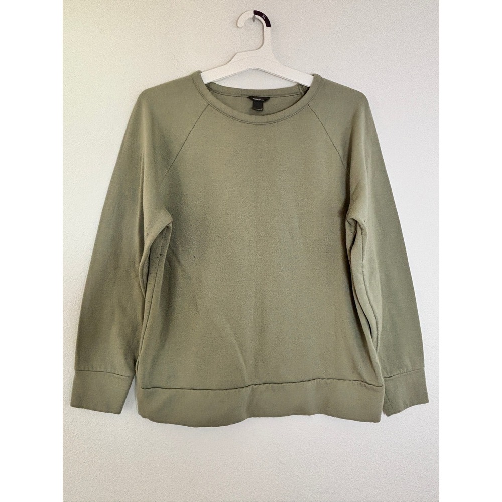 Eddie Bauer Womens M Olive Green Raglan Sleeve Crewneck Sweatshirt Pullover Sage